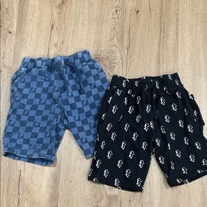 MISH Kids Checkered Blue and Patterned Black Shorts